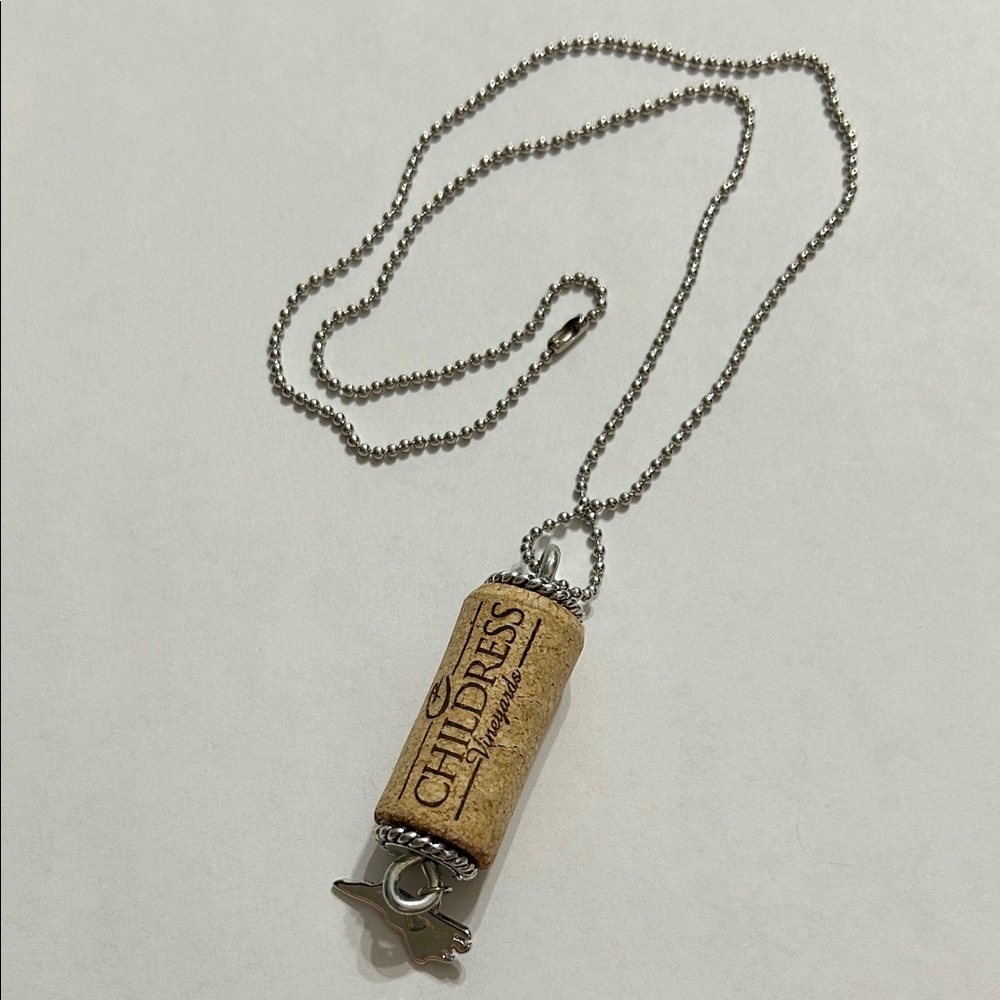 Childress Vineyards wine cork necklace